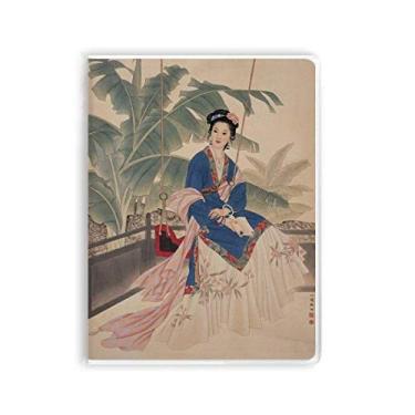 Imagem de Caderno de roupas de flor de folha branco azul rosa capa de goma Diário capa macia Diário