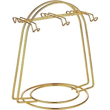 Imagem de Suporte para copos Prateleira para copos de café em aço inoxidável Suporte vintage de metal para 6 copos Pires Conjuntos de colheres Rack para copos Jogo de chá Expositor (B)