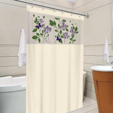 Imagem de Cortina Para Box Banheiro Com Visor Avenca Com Gancho Anti Mofo Resistente Alta Qualidade Pvc Diversas Cores