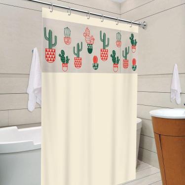 Imagem de Cortina Para Box Banheiro Com Visor Cacto Com Gancho Anti Mofo Resistente Alta Qualidade Pvc Diversas Cores