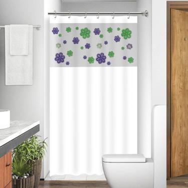 Imagem de Cortina Para Box Banheiro Com Visor Birro Com Gancho Anti Mofo Resistente Alta Qualidade Pvc Divesas Cores