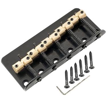 Imagem de Musiclily Pro 18mm Clássico Padrão Ponte Baixo 5 Cordas com Carrinhos Latão e Placa Aço para Precision/Jazz Bass, Preta