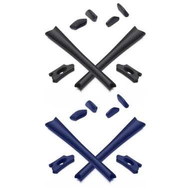 Imagem de Mryok 2 pares de meias de substituição para óculos de sol Oakley Flak Jacket/Flak Jacket XLJ/Flak Jacket Óculos de sol com ajuste asiático - azul marinho e preto