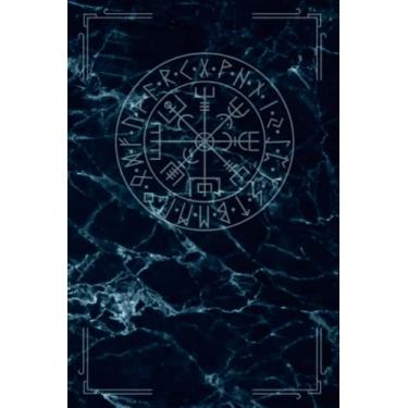 Imagem de Caderno pagão nórdico: diário forrado em branco de capa macia, caderno viking, livro de runas, runa Helm of Awe, Aegishjalmur