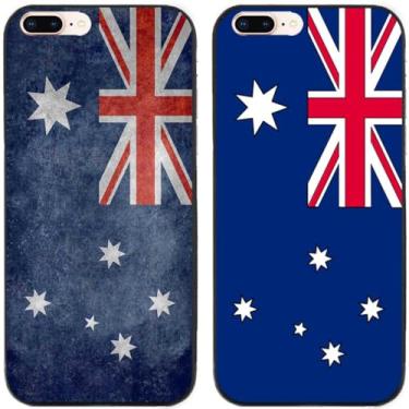 Imagem de 2 peças retrô bandeira australiana impressa TPU gel silicone capa traseira para Apple iPhone todas as séries (iPhone 7 Plus/iPhone 8 Plus)