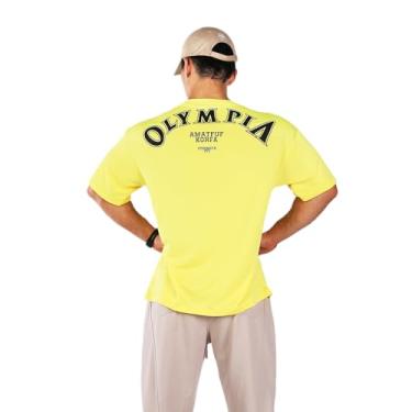 Imagem de BAFlo Camiseta esportiva masculina de malha de secagem rápida de manga curta fitness versão coreana camiseta solta olímpica, Amarelo, 3G