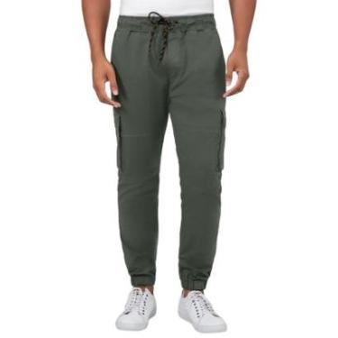 Imagem de Calça Sarja Hangar 33 Jogger Com Bolso Cargo Verde Tam. 42-Masculino