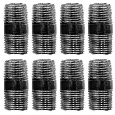 Imagem de PIPE DECOR Tubo de encanamento de aço preto de 3/10.2 cm x 5.1 cm, pré-cortado, cinza de aço industrial, serve para acessórios de ferro maleável preto rosqueado padrão de 3/4 polegada, montar móveis