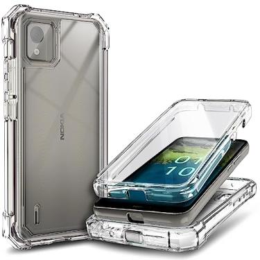 Imagem de NZND Capa compatível com Nokia C110 com [protetor de tela embutido], capa protetora de corpo inteiro à prova de choque, resistente, resistente a impactos (transparente)