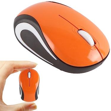 Imagem de YOCUNKER Mini mouse sem fio ultra portátil, mouse de computador 1000DPI sem fio, 2,4 GHz com receptor USB, rastreamento óptico, 3 botões, PC/laptop (laranja)