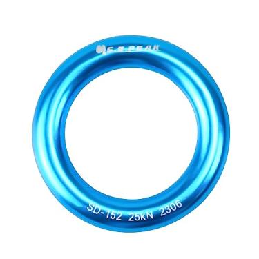 Imagem de S.E.PEAK Anel de rapel de alumínio 25kN, anel de vedação de tensão perfeito, anel de conexão para escalada, arborista, rede, resgate, slackline, azul, pacote com 1