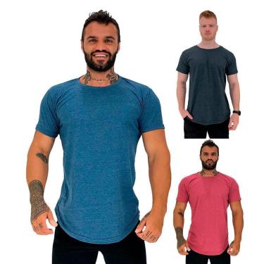 Imagem de Kit 3 Camiseta Longline MXD Conceito Slim Cores Básicas e Mescladas Lisas-Masculino