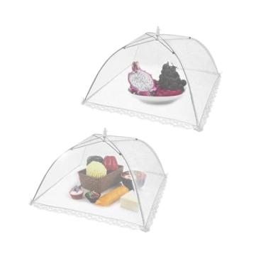 Imagem de Kit 2 Tela Mosquiteira Retrátil Protetora De Alimentos Grande Renda Tule Bolo E Fruta 40x40cm | Premium MyBrins