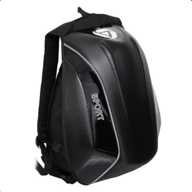 Imagem de Mochila Moto Grande Aerodinamica Impermeavel Porta Capacete Efeito Fibra de Carbono Qualidade Premium