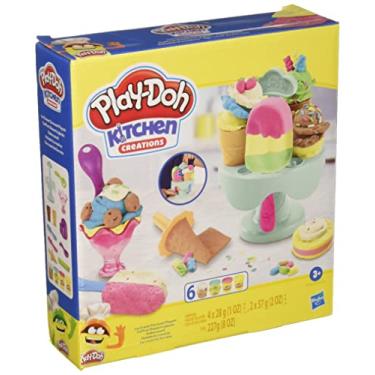Imagem de Play-Doh Massa de Modelar Carrossel de Sorvete - Crie Sorvetes Coloridos - kit com 6 potes de massinha de modelar e acessórios, presente de Natal criativo para crianças acima de 3 anos