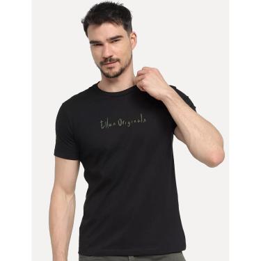 Imagem de Camiseta Ellus Masculina Cotton Fine Originals Green Logo Preta-Masculino