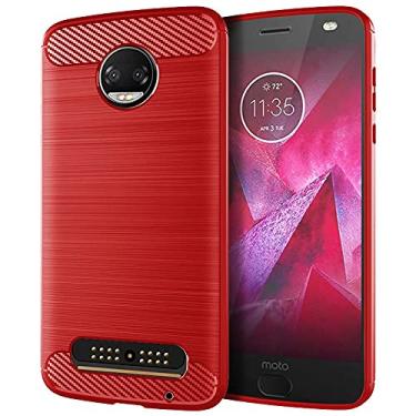 Imagem de Capa para Motorola Moto Z2 Force, Capa Moto Z2 Play, Moto Z2, Capa Moto Z 2018, Tecnologia de Absorção de Choque TPU Protetor de Bisel Elevado (Vermelho, para Motorola Moto Z2)