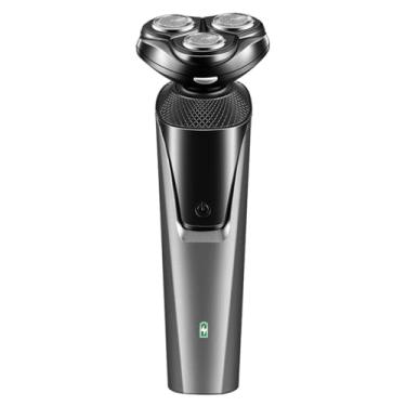Imagem de Navalhas elétricas para homens, barbeadores elétricos masculinos | Barbeadores elétricos removíveis com três cabeças,Barbeador de barba recarregável USB, aparador de barba de viagem lavável para molha