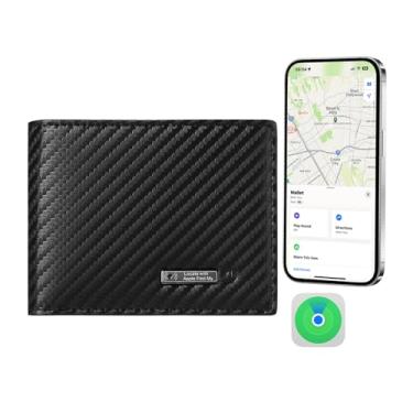 Imagem de Carteira minimalista com rastreador embutido, apenas com Find MY APP(IOS), carteiras de bolso frontal para homens, couro fino com carteira masculina, porta-cartão de crédito rastreável com caixa de
