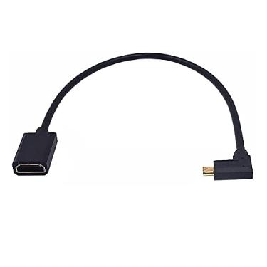 Imagem de Cabo Micro HDMI 2.1 para HDMI 2.1 para HDMI 2.1 MysRuida, ângulo esquerdo de 90 graus, micro HDMI macho 8K para cabo extensor adaptador fêmea HDMI 8K 8K, cabo extensor adaptador de extensão OD 4 mm