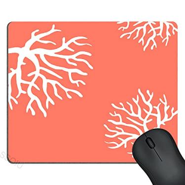 Imagem de SSOIU Tapete de rato coral de praia, bonito oceano ramo de coral recife natureza rosa branco tapete de rato tapete de rato tapete de rato de escritório mousepads com design acessório de mesa presente