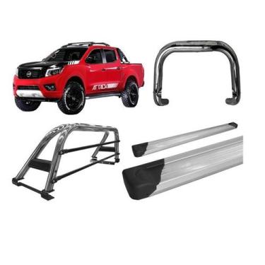 Imagem de Kit Quebra Mato Santo Antônio Duplo Estribo Frontier 17/20 Cromado - H