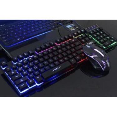 Imagem de Kit Teclado Semi Mecânico LED RGB Mouse Multimídia Gamer Iluminado 3 C