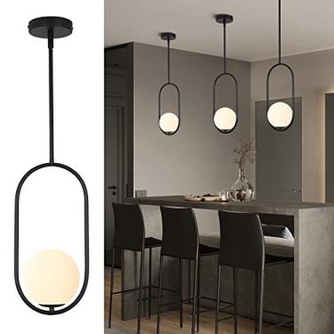 Imagem de SeeU Luminária pendente moderna, uma luz, globo de lustre, preto, luminária pendurada, para sala de jantar e quarto da ilha Kithchen