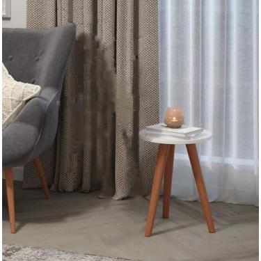 Imagem de Mesinha de Canto Redonda Sala Off White Pequena - Colomi