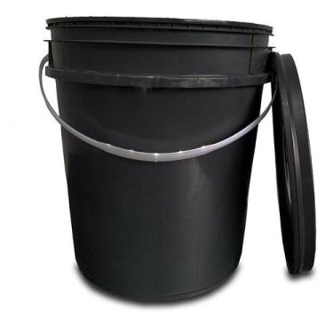 Imagem de Balde Com Tampa Hermética e Alça 20 Litros Preto Multiuso Resistente  