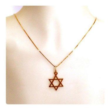 Imagem de Cordão Infantil De 40cm E Pingente Estrela De Davi Ouro 18k - RD Magaz