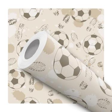 Imagem de Papel de Parede Vinílico Bolas De Futebol Quarto Menino 2m - DELIQUADR