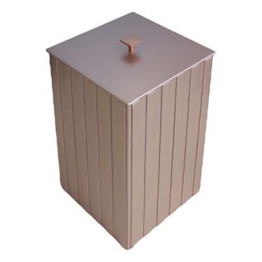 Imagem de Lixeira Lavabo Dourada Para Banheiro Ripada  5 Lt - Adéqua, Rosa Rosê 