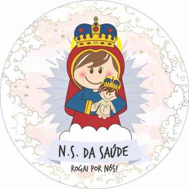 Imagem de Painel de Lona Redondo Santinhos Católicos Nossa Senhora da Saúde - Fa