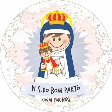 Imagem de Painel de Lona Redondo Santinhos Católicos Nossa Senhora do Bom Parto 
