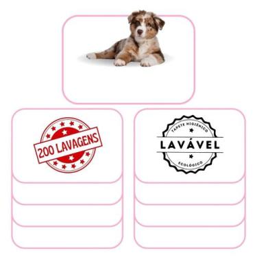 Imagem de Kit com 9 Tapetinhos Alta Absorção para Pets 70x50 Branco com borda Ro