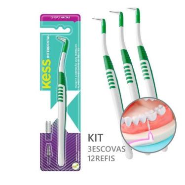Imagem de Kit 3 Escova Interdental Cônica para Aparelho e Próteses com 12 Refis 