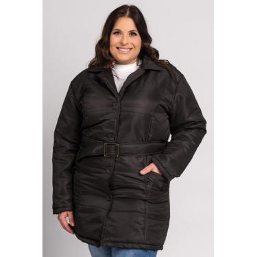 Imagem de Sobretudo Feminino Plus Size Microfibra Forrado Bolsos Frente - Serena