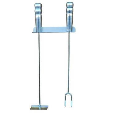 Imagem de Kit churrasco com rastelo e garfo 49 cm cabo aluminio - Riomar Equipes