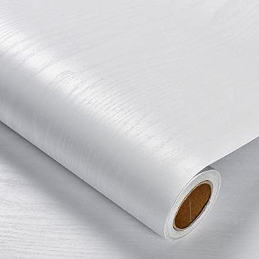 Imagem de Papel de parede de contato de madeira da Heroad, papel de parede de madeira, papel de contato de grão de madeira branco texturizado para armários e gavetas, bancadas, vinil autoadesivo à prova d'água
