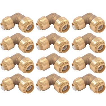 Imagem de SharkBite Cotovelo redutor de 90 graus de 1/2 polegada x 3/20.3 cm, pacote com 12, encaixe de encanamento de latão push to connect, tubo PEX, cobre, CPVC, PE-RT, HDPE, U272LF