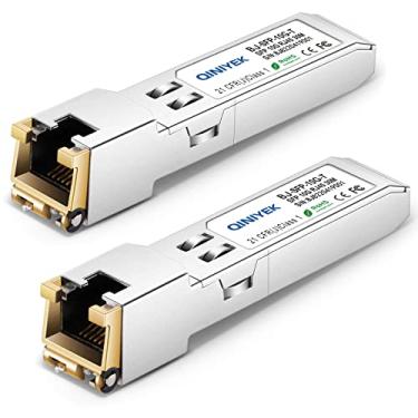 Imagem de QINIYEK Transceptor 10G SFP+ para RJ45, módulo SFP+ de cobre 10GBase-T para Cisco SFP-10G-T-S, Ubiquiti UniFi UF-RJ45-10G, MikroTik S+RJ10, Netgear AXM765, Fortinet, Cat.6a/7, até 30 m (pacote com 2)