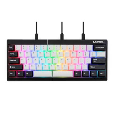 Imagem de BAROCCOMiSTEL Teclado mecânico ergonômico MD600 V3 RGB ORCA TKL, Cherry MX, layout dividido, teclado PBT DoubleShot, compatível com sistema operacional Windows (vermelho)