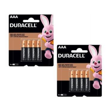 Imagem de Pilha Alcalina AAA Duracell 4 Unidades Kit com 2 - Total 8 Pilhas - MN