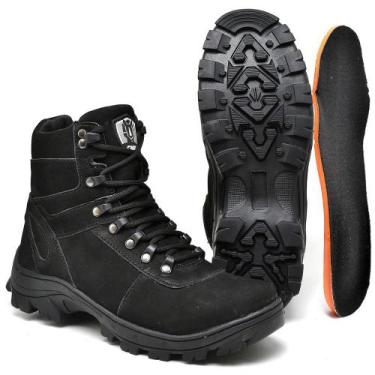 Imagem de Bota Coturno Couro Masculina Adventure Preta Cano Baixo Slutte Cmr Sho