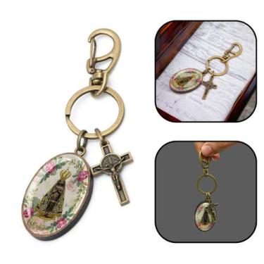 Imagem de Chaveiro Medalha Nossa Senhora Aparecida com Mosquetão - FORNECEDOR 1