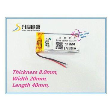 Imagem de Bateria 3,7v 800mah  8mm X 20mm X 40mm Nova - KMIG