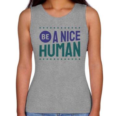 Imagem de Regata Feminina Be A Nice Human  - Foca na Moda, Cinza, GGG