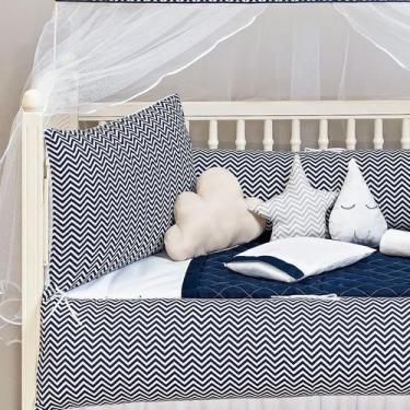 Imagem de Kit Berço Americano Estampado Chevron 13 Pcs Protetor Bebe Quarto Enxo