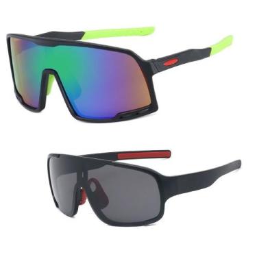 Imagem de Kit 2 Óculos de Sol Espelhado Preto Esportivo Ciclismo Uv400 - PENDULA